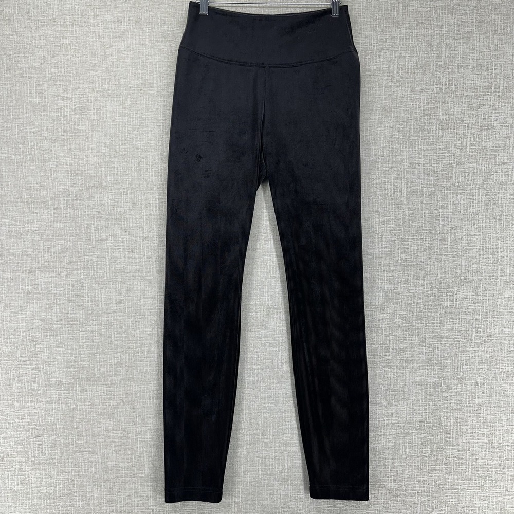 White House Black Market Leggings Womens 6 Black Runway Velour High Rise Stretch